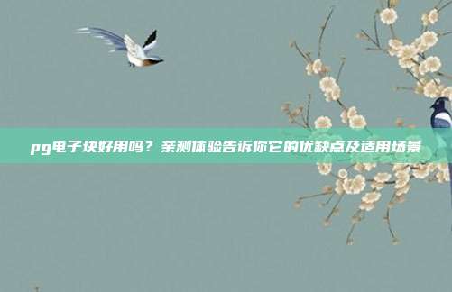 pg电子块好用吗?亲测体验告诉你它的优缺点及适用场景