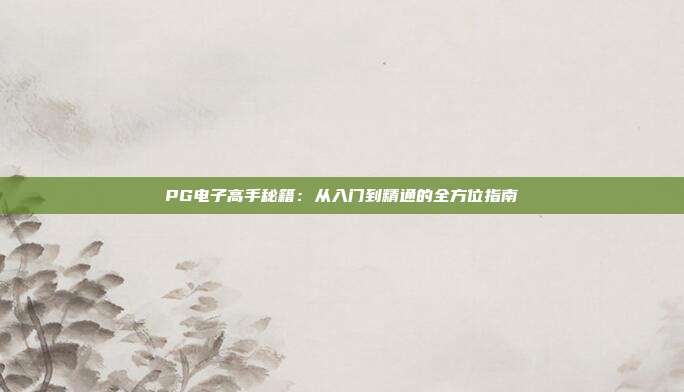 PG电子高手秘籍：从入门到精通的全方位指南